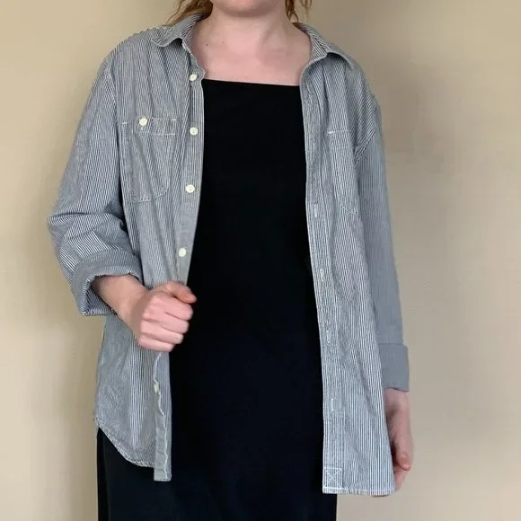 Navy Striped Button-up - Picture 6 of 11